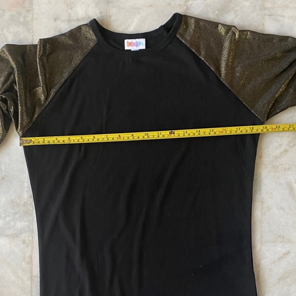 Metallic Lularoe Randy Baseball Tee Elegant Collection Gold & Black Ladies Small - Picture 4 of 8